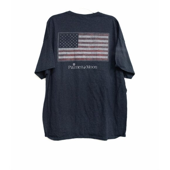 Palmetto Moon Navy Blue T-Shirt With American Flag Graphic Short Sleeve Crew Nec - Picture 5 of 8